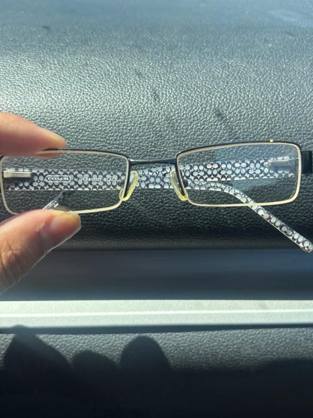 Coach Rectangular Eyeglass Frames in Gold and Black Signature Print
